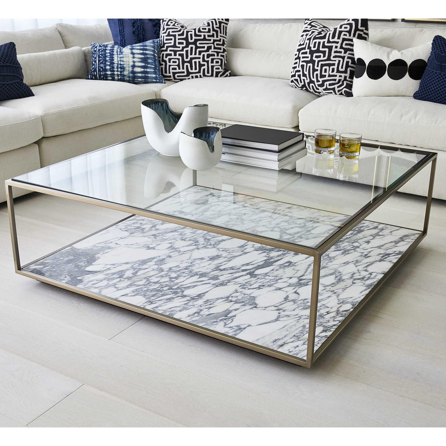 Black Label Floating Plane Coffee Table - Marble/Brass