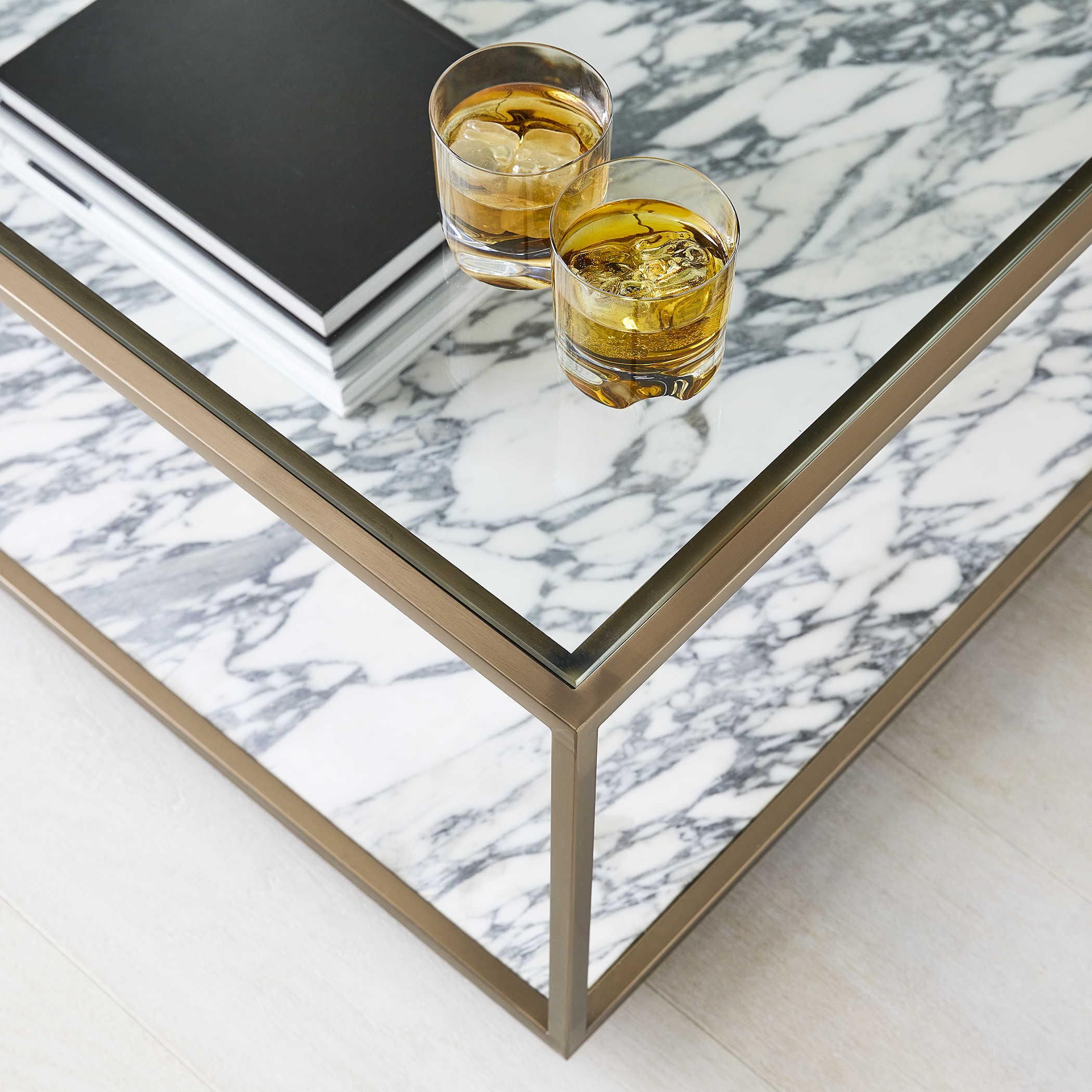 Black Label Floating Plane Coffee Table - Marble/Brass